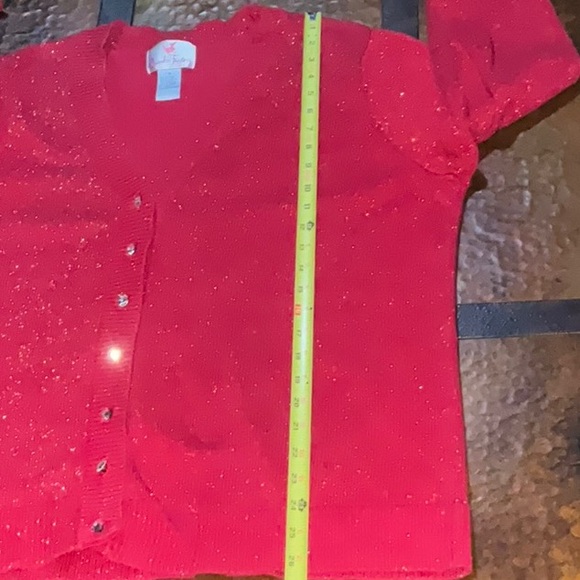 Quacker Factory Metallic Long Sleeve Button Up V Neck Cardigan Size 1X - Picture 11 of 12